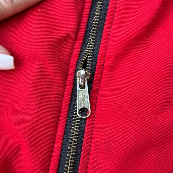 Vintage 90s Country Tuff Bright Red Canvas Duck Bomber Jacket MEDIUM - Picture 10 of 11